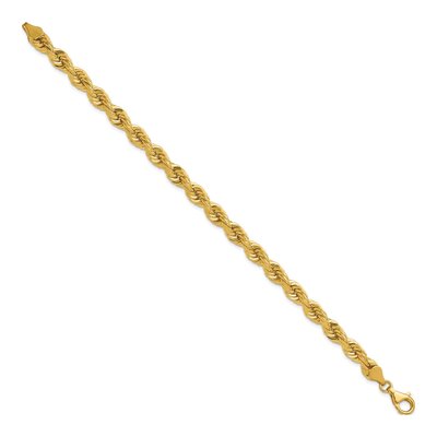 14K Yellow Gold 6.5mm Diamond-Cut Or Rope Chain Bracelet – view 3