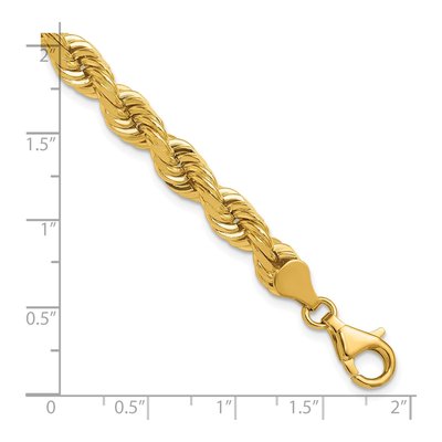 14K Yellow Gold 6.5mm Diamond-Cut Or Rope Chain Bracelet – view 4