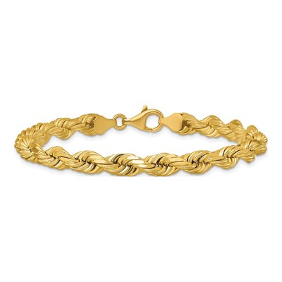 14K Yellow Gold 6.5mm Diamond-Cut Or Rope Chain Bracelet – view 5