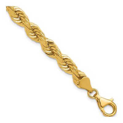 14K Yellow Gold 6.5mm Diamond-Cut Or Rope Chain Bracelet