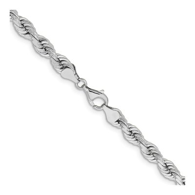 14K White Gold 6.5mm Diamond-Cut Rope Chain – view 5