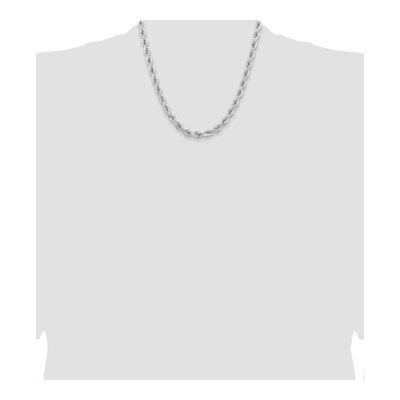 14K White Gold 6.5mm Diamond-Cut Rope Chain – view 6