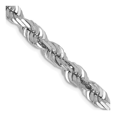 14K White Gold 6.5mm Diamond-Cut Rope Chain
