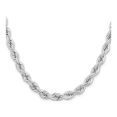 14K White Gold 6.5mm Diamond-Cut Rope Chain – view 3