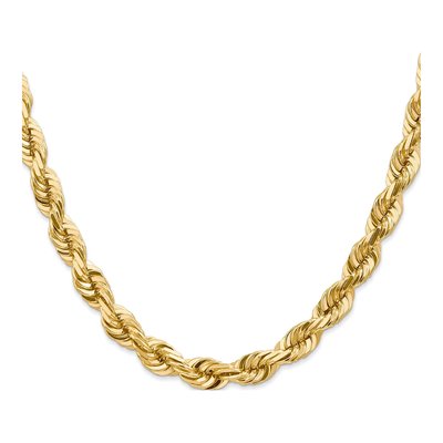 14K Yellow Gold 7mm Diamond-Cut Rope Chain – view 3