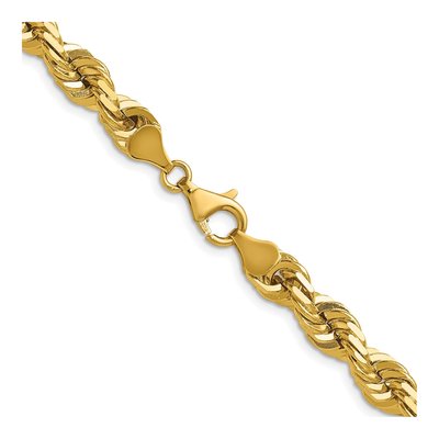 14K Yellow Gold 7mm Diamond-Cut Rope Chain – view 5