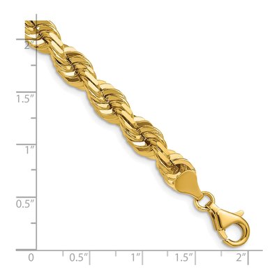14K Yellow Gold 7mm Diamond-Cut Rope Chain – view 7