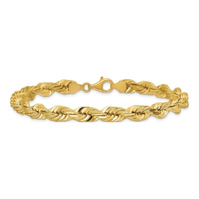 14K Yellow Gold 7mm Diamond-Cut Rope Chain Anklet – view 4