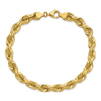 14K Yellow Gold 7mm Diamond-Cut Rope Chain Anklet – view 5