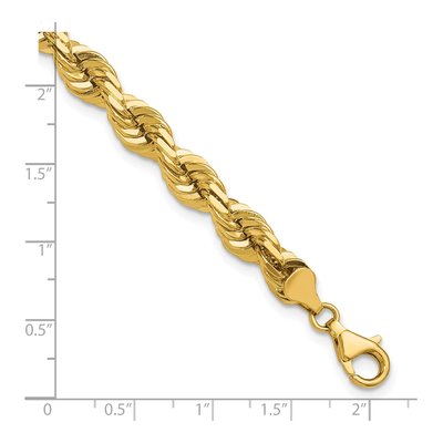14K Yellow Gold 7mm Diamond-Cut Rope Chain Anklet – view 6