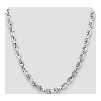 14K White Gold 7mm Diamond-Cut Rope Chain – view 6