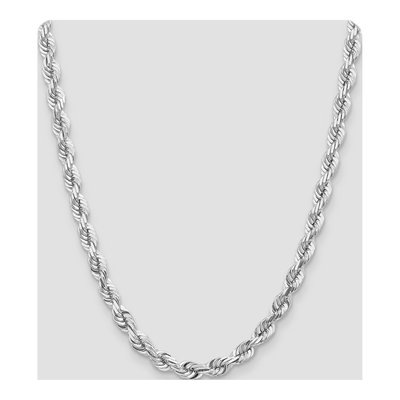 14K White Gold 7mm Diamond-Cut Rope Chain – view 5