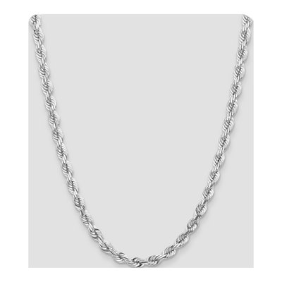 14K White Gold 7mm Diamond-Cut Rope Chain – view 5