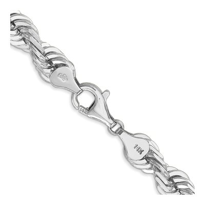 14K White Gold 7mm Diamond-Cut Rope Chain – view 4