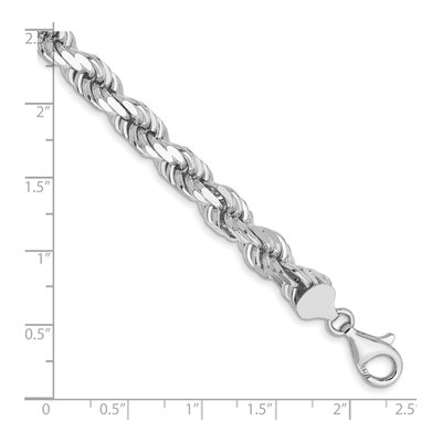 14K White Gold 7mm Diamond-Cut Rope Chain Anklet – view 3