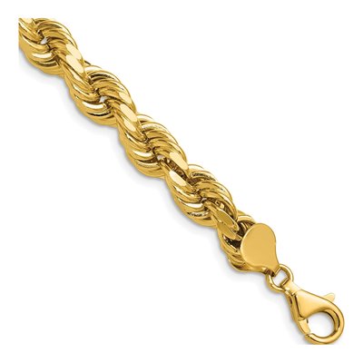 14K Yellow Gold 8mm Diamond-Cut Rope Chain