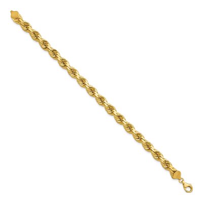 14K Yellow Gold 8mm Diamond-Cut Rope Chain Anklet – view 2