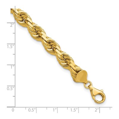 14K Yellow Gold 8mm Diamond-Cut Rope Chain Anklet – view 3