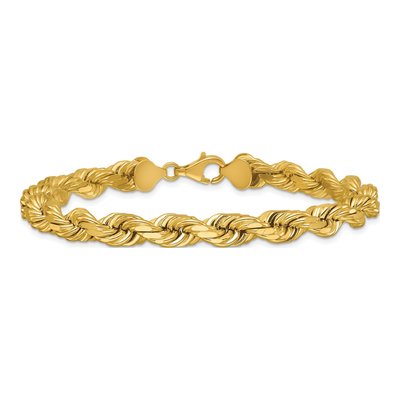 14K Yellow Gold 8mm Diamond-Cut Rope Chain Anklet – view 4