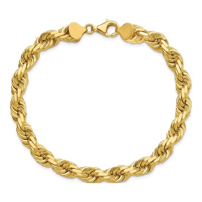 14K Yellow Gold 8mm Diamond-Cut Rope Chain Anklet – view 5