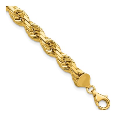 14K Yellow Gold 8mm Diamond-Cut Rope Chain Anklet
