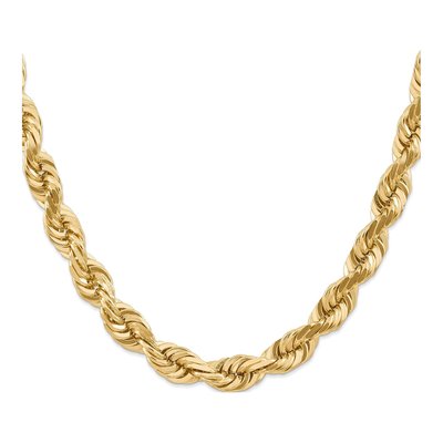 14K Yellow Gold 10mm Diamond-Cut Rope Chain – view 2