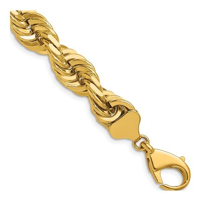 14K Yellow Gold 10mm Diamond-Cut Rope Chain