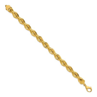 14K Yellow Gold 10mm Diamond-Cut Rope Chain Anklet – view 3