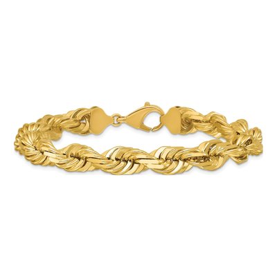 14K Yellow Gold 10mm Diamond-Cut Rope Chain Anklet – view 4