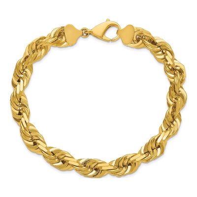 14K Yellow Gold 10mm Diamond-Cut Rope Chain Anklet – view 5