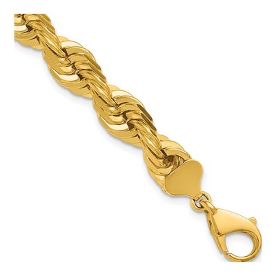 14K Yellow Gold 10mm Diamond-Cut Rope Chain Anklet
