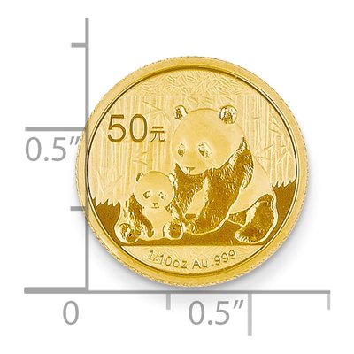 24K Yellow Gold Panda Coin Finding, 17.95mm – view 2