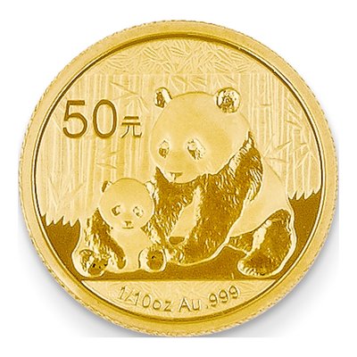 24K Yellow Gold Panda Coin Finding, 17.95mm