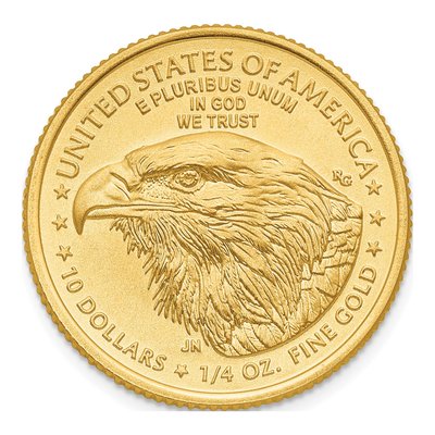 22K Yellow Gold 1/4 oz American Eagle Coin, 22 mm – view 3