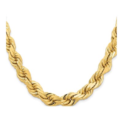 14K Yellow Gold 12mm Diamond-Cut Rope Chain – view 2