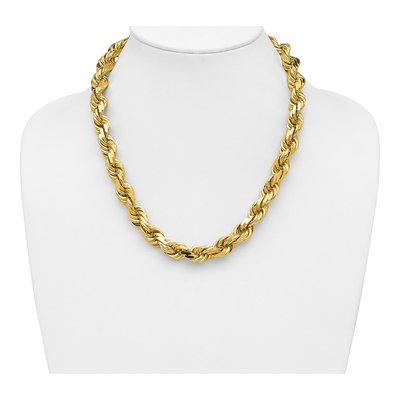 14K Yellow Gold 12mm Diamond-Cut Rope Chain – view 4