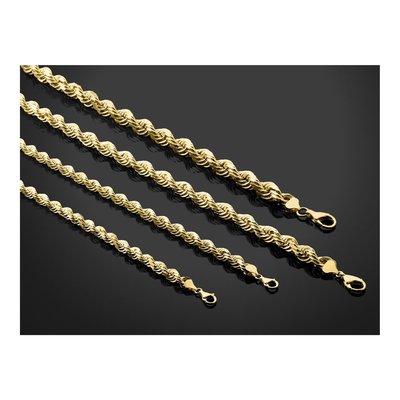 14K Yellow Gold 12mm Diamond-Cut Rope Chain – view 6