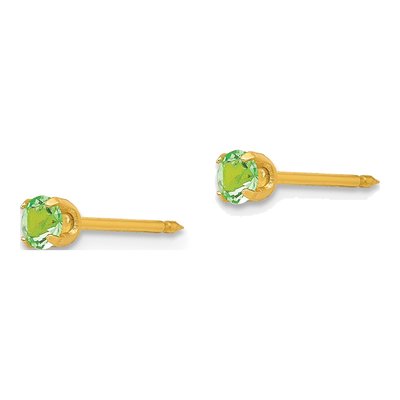 14K Yellow Gold Crystal August Birthstone Stud Earrings – view 2