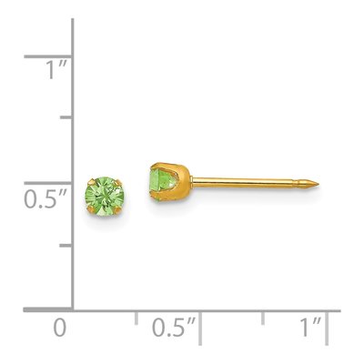 14K Yellow Gold Crystal August Birthstone Stud Earrings – view 4