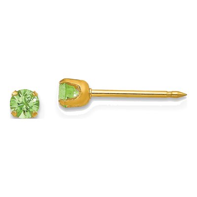 14K Yellow Gold Crystal August Birthstone Stud Earrings
