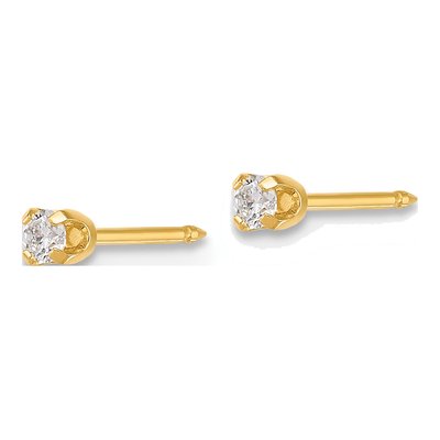 14K Yellow Gold 1/10 ct tw Round Lab-Grown Diamond Stud Earrings – view 2