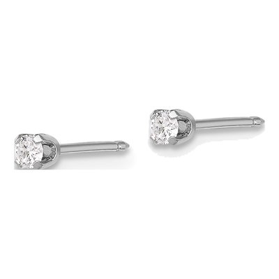 14K White Gold 1/10 ct tw Round Lab-Grown Diamond Stud Earrings – view 2