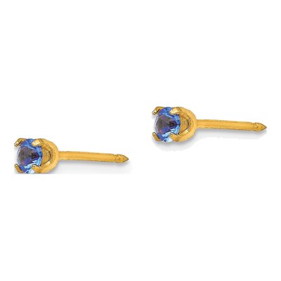 14K Yellow Gold Crystal September Stud Earrings – view 2