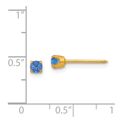 14K Yellow Gold Crystal September Stud Earrings – view 4