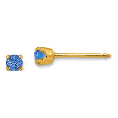 14K Yellow Gold Crystal September Stud Earrings
