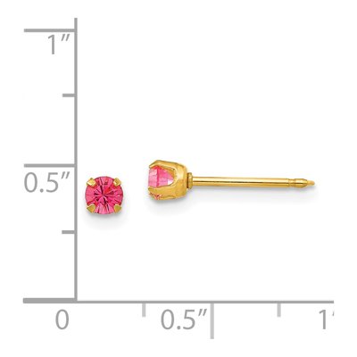 14K Yellow Gold Crystal October Birthstone Stud Earrings – view 4