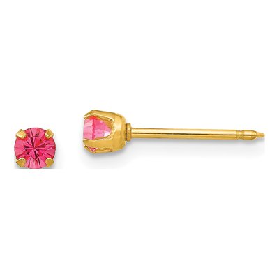 14K Yellow Gold Crystal October Birthstone Stud Earrings