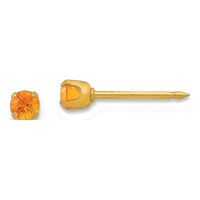 14K Yellow Gold Crystal November Birthstone Stud Earrings