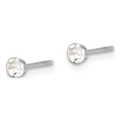 14K White Gold 3mm Round Crystal Stud Earrings – view 2