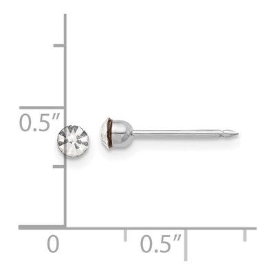 14K White Gold 3mm Round Crystal Stud Earrings – view 4